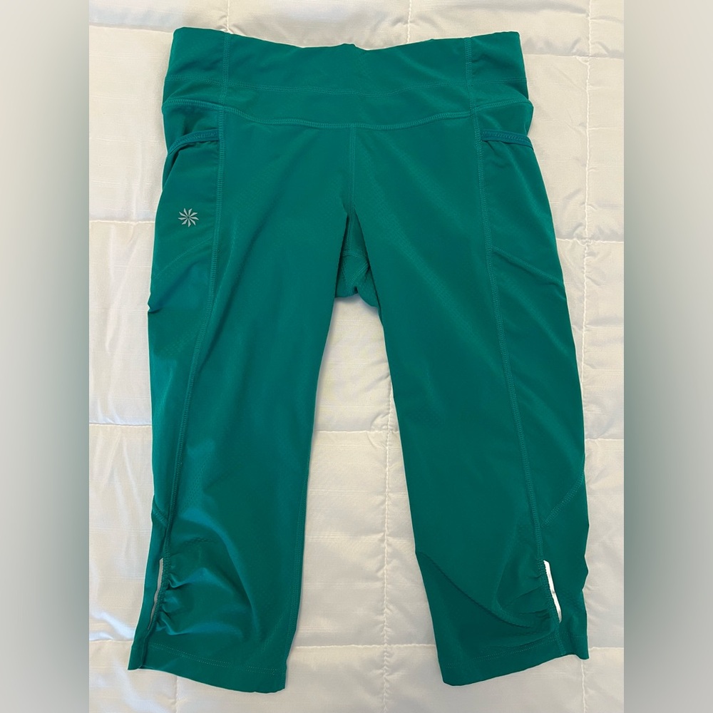 Athleta Green Performance Leggings with Tapered Design
